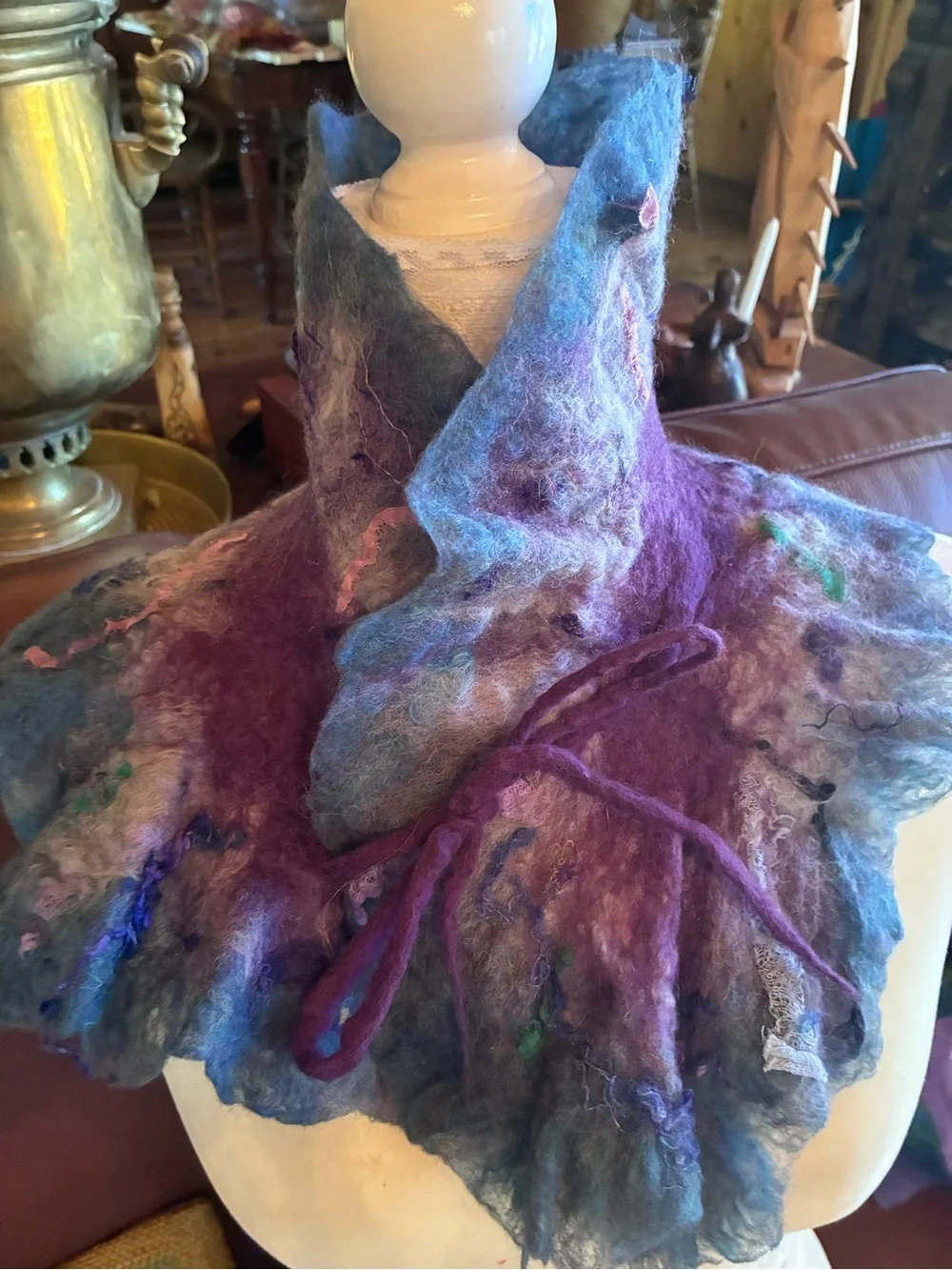 Handcrafted Purple & Blue Felted Neck Warmer by